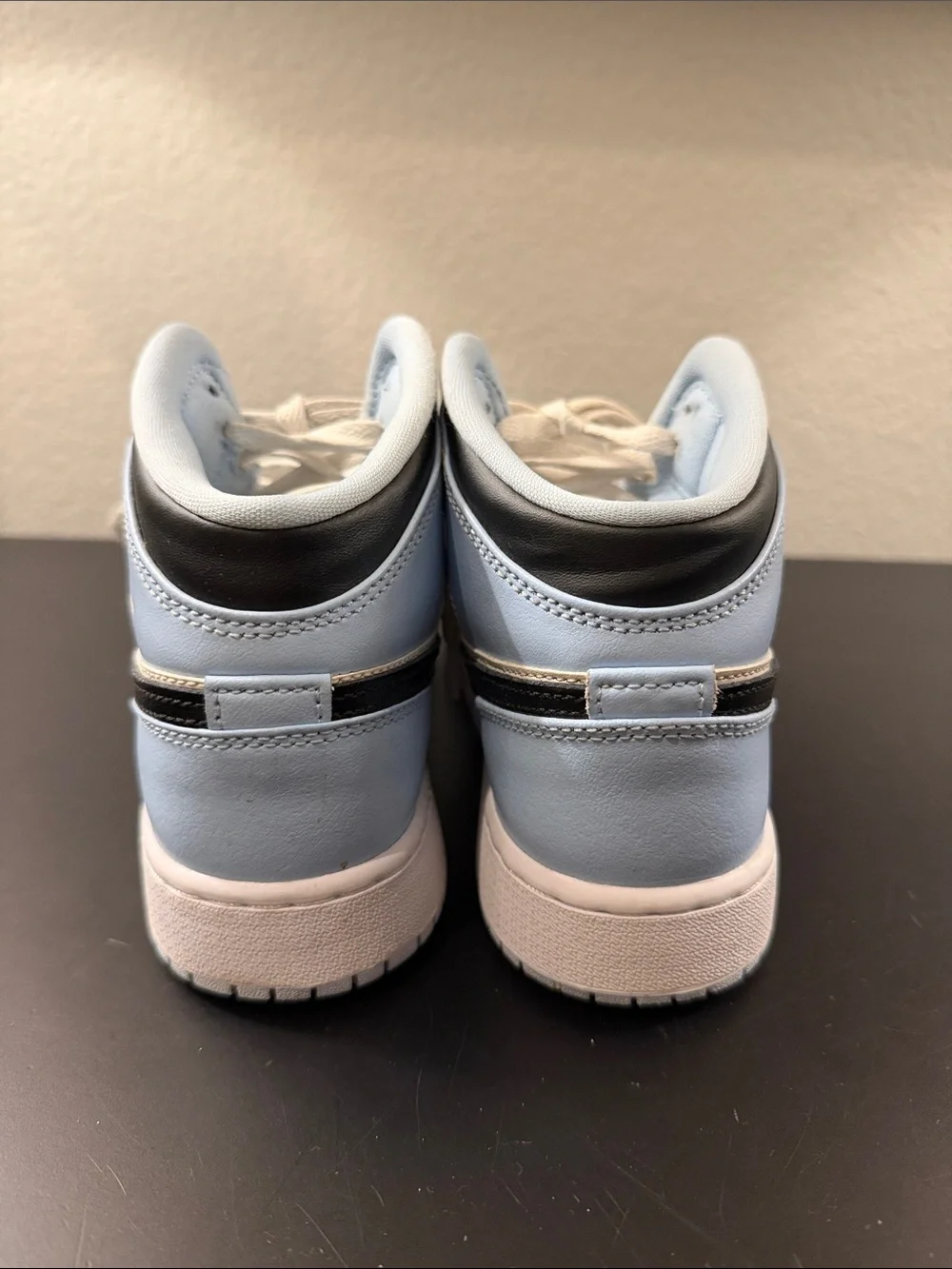Jordan Mid Sneakers in Light Blue, Black & White